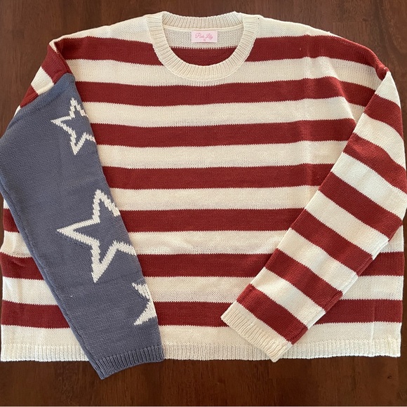 Pink Lily Red and Blue Striped Sweater - Picture 4 of 5